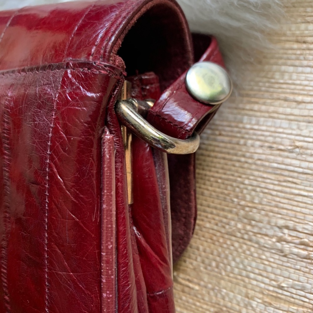 Cranberry Red Eel Leather Clutch/Crossbody - Picture 4 of 8